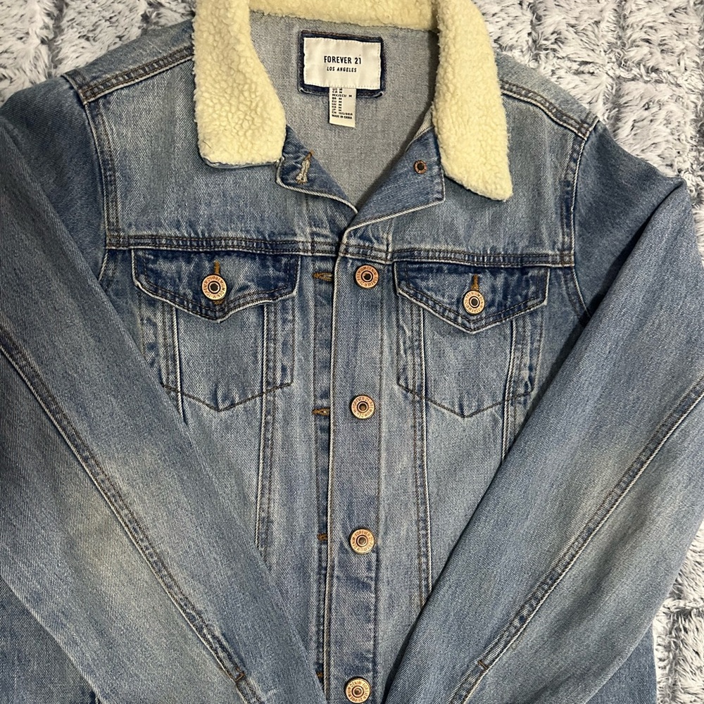 Denim Jacket with Sherpa Collar